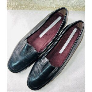 Easy Spirit Womens Leather Slip-On Loafers Black Size 8W